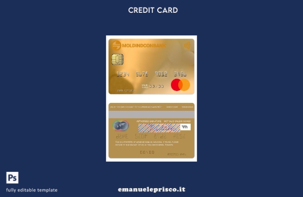 modello di carta mastercard di credito oro Moldova MoldindconBank verificato in 